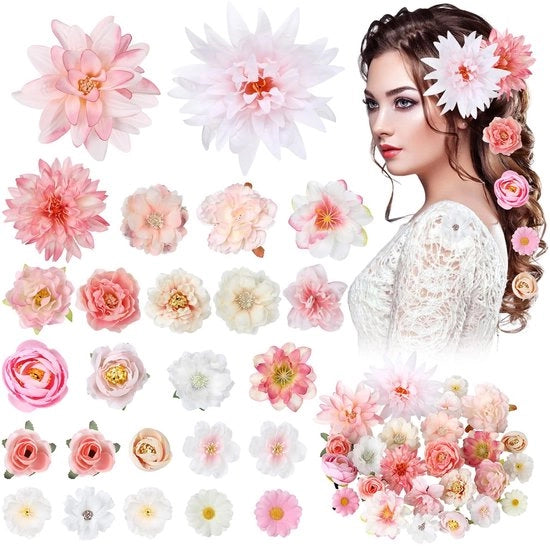 Set di spille per capelli da 25 pezzi, clip per capelli, fiori, spille per capelli, spille per capelli per donne, tenaglie antiscivolo a forma di coccodrillo, accessori per capelli boho, per feste, matrimoni e uso quotidiano