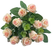 Fiori artificiali in set da 11 - Rose in seta - Decorazione per matrimoni - Decorazione per feste - Altezza dei fiori 30 cm - Fiori artificiali in plastica