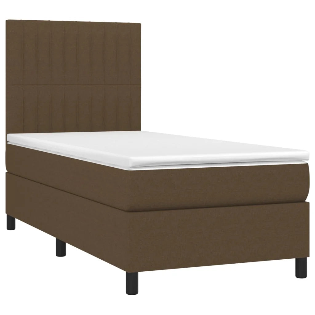 Giroletto a Molle con Materasso Marrone Scuro 90x200 cm Tessuto 3141908