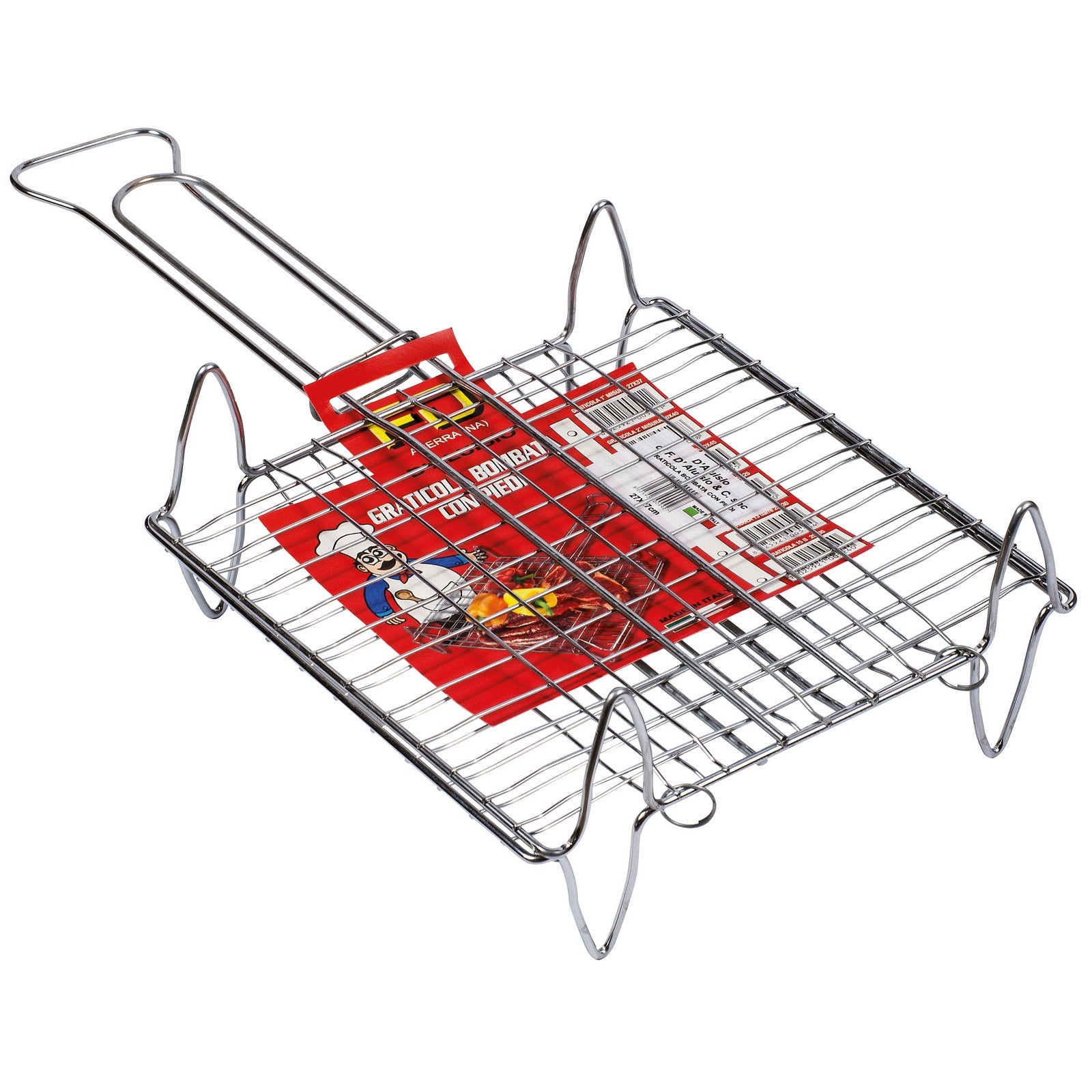 graticola doppia bombata con piedi cm. 27x27 cod:ferx.99551