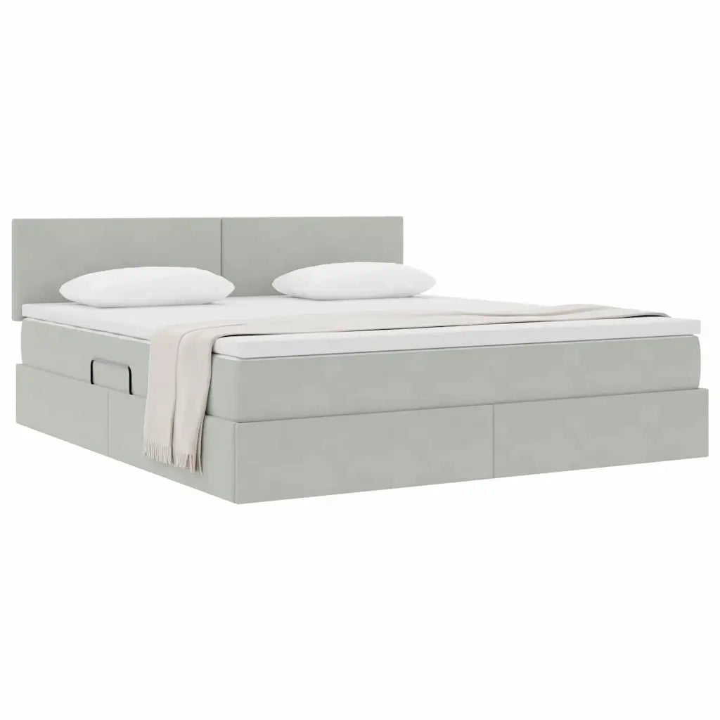 Letto con Contenitore Grigio chiaro 160 x 200 cm Velluto
