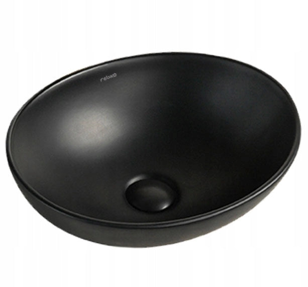 Lavabo da appoggio in ceramica nero opaco, 41x33 cm, ovale