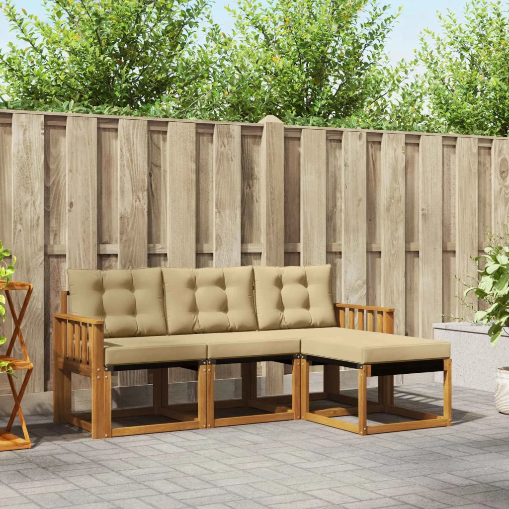 Set di divani da esterno con cuscino 4 pcs Naturale e Beige 3368544
