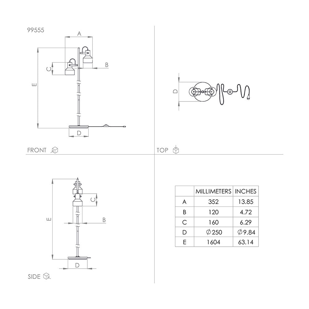 Piantana Moderna Casibare 2 Luci Acciaio Nero