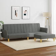 Divano Letto 2 Posti con Poggiapiedi-Sofa Letto 2 Posti-Daybed Grigio Scuro in Tessuto 853607