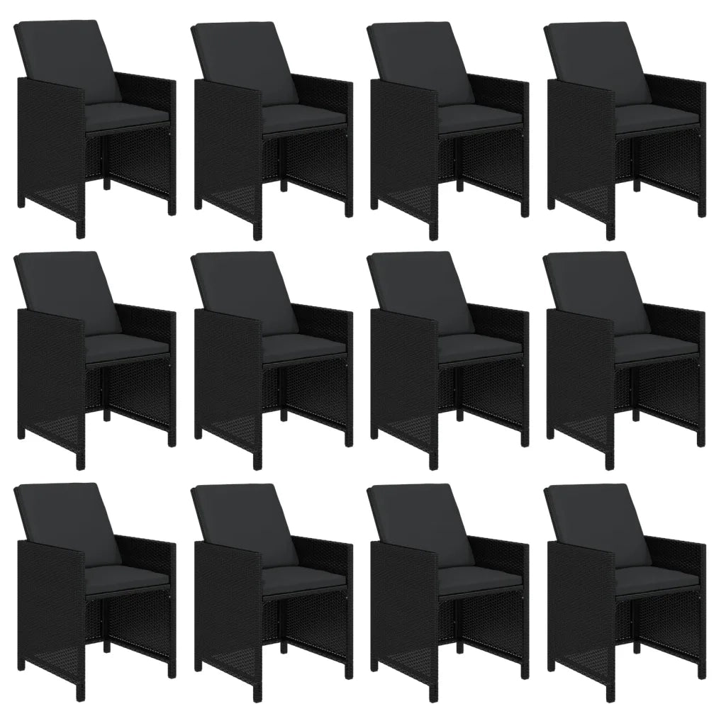 Set da Pranzo per Giardino 13 pz con Cuscini in Polyrattan Nero cod mxl 42912