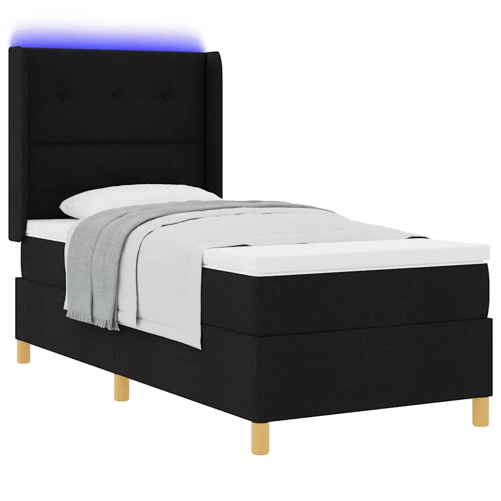 Letto a molle con strisce LED Nero 100 x 200 cm Tessuto 3343681