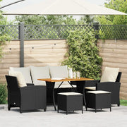 Set Divano da Giardino 6 pz con Cuscini Nero in Polyrattan 3324586