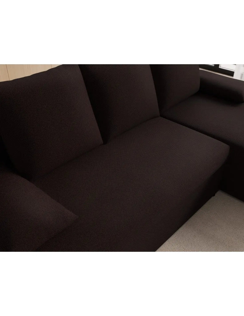 Divano ad angolo Marrone scuro 3 posti trasformabile con contenitore 206x90x146cm GINA