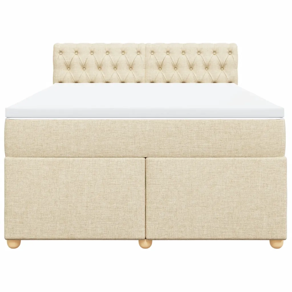 Giroletto a Molle con Materasso Crema 160x200 cm in Tessuto 3289043