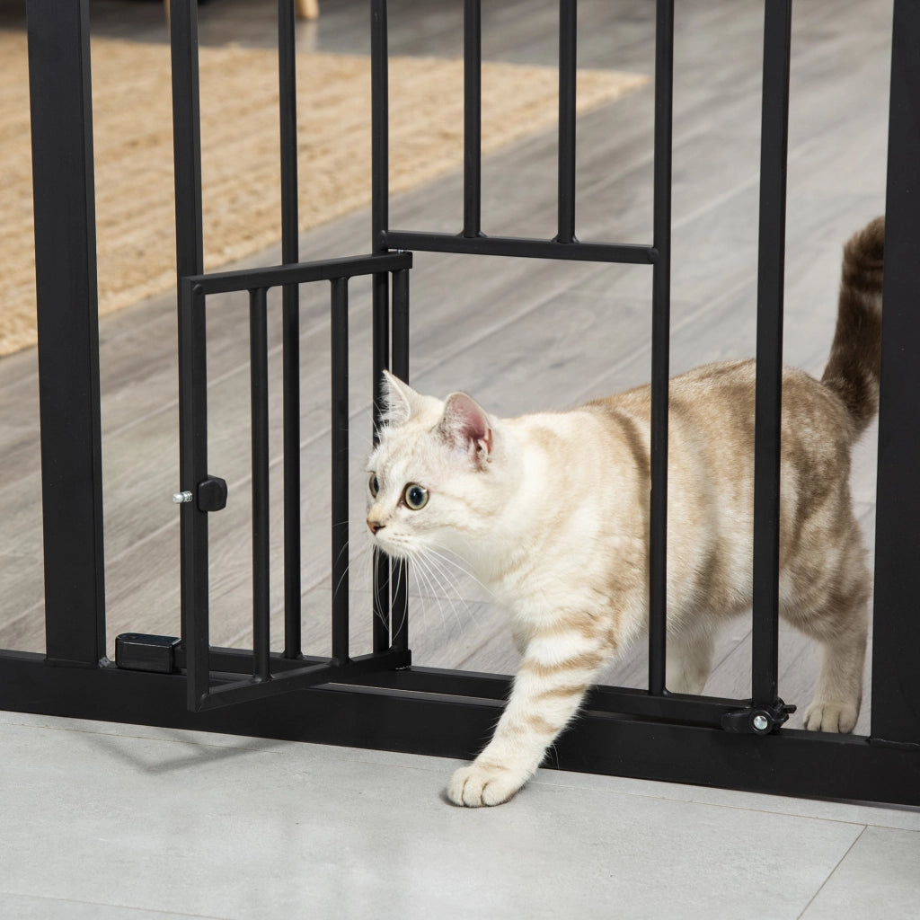Cancelletto Sicurezza Regolabile per Cani 74-80 cm con Chiusura Automatica Nero