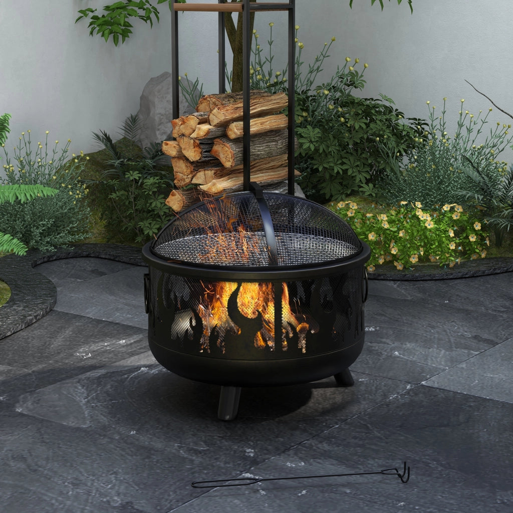 Braciere per esterno con griglia di protezione ¨C Zephmum ¨C Nero ?61.5x52 cm