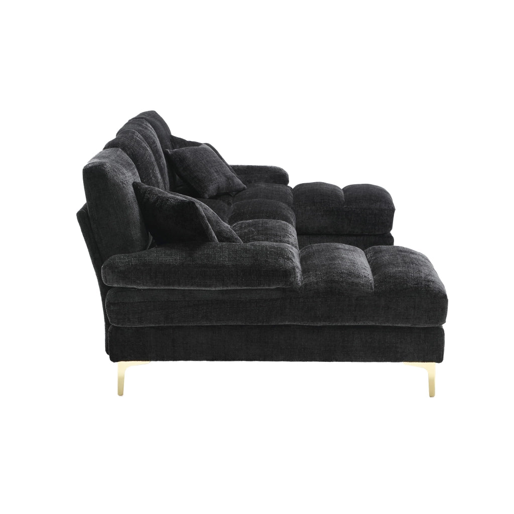Divano Angolare U-Shape Chenille con Doppia Chaise Longue ¨C MINIMAL ¨C Grigio
