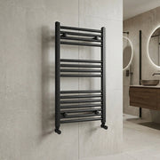 Termoarredo bagno H 80 x L 55 cm in acciaio nero opaco