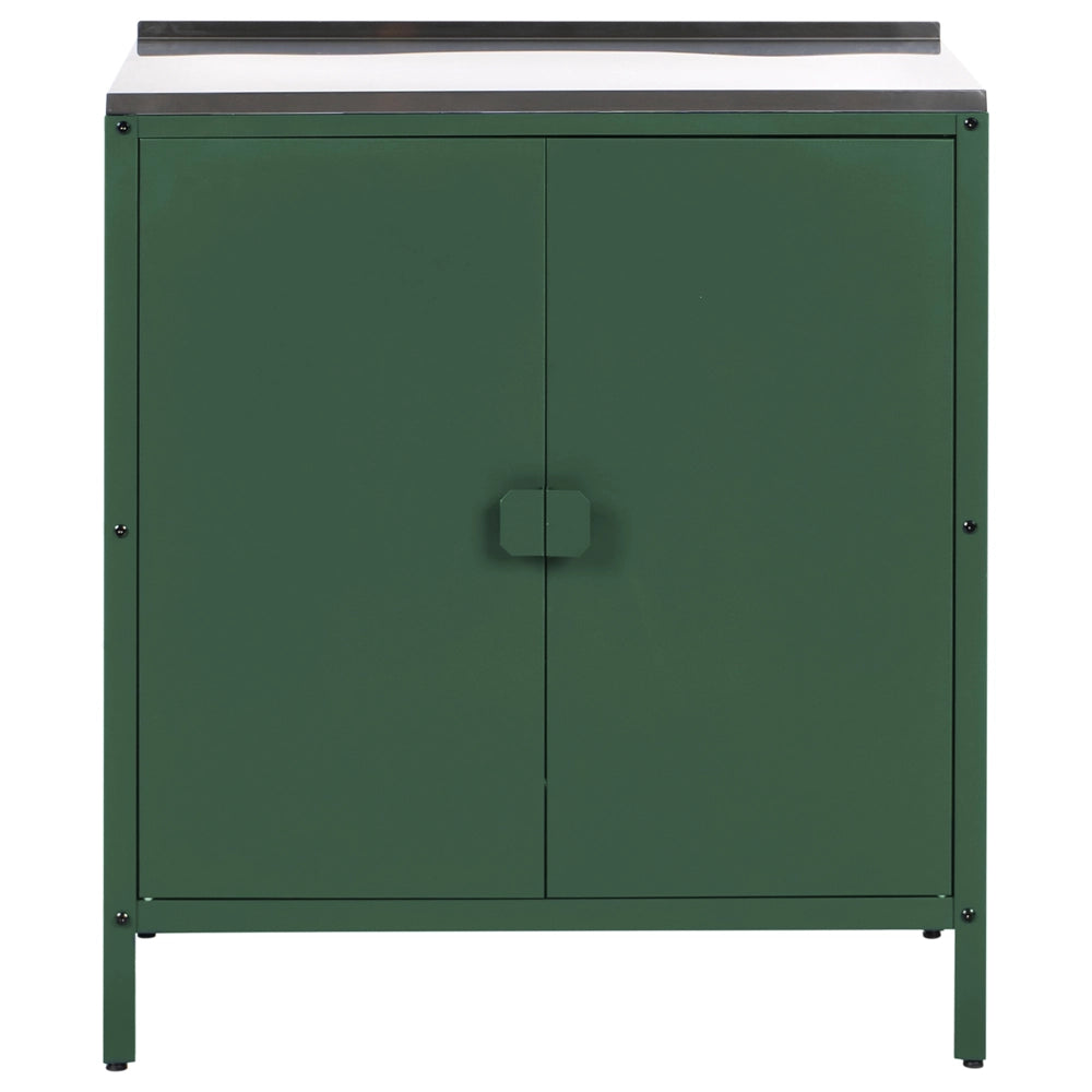 Set di cucina da esterno 2 elementi in acciaio inox verde 2 armadietto e lavello a leva cucina esterna