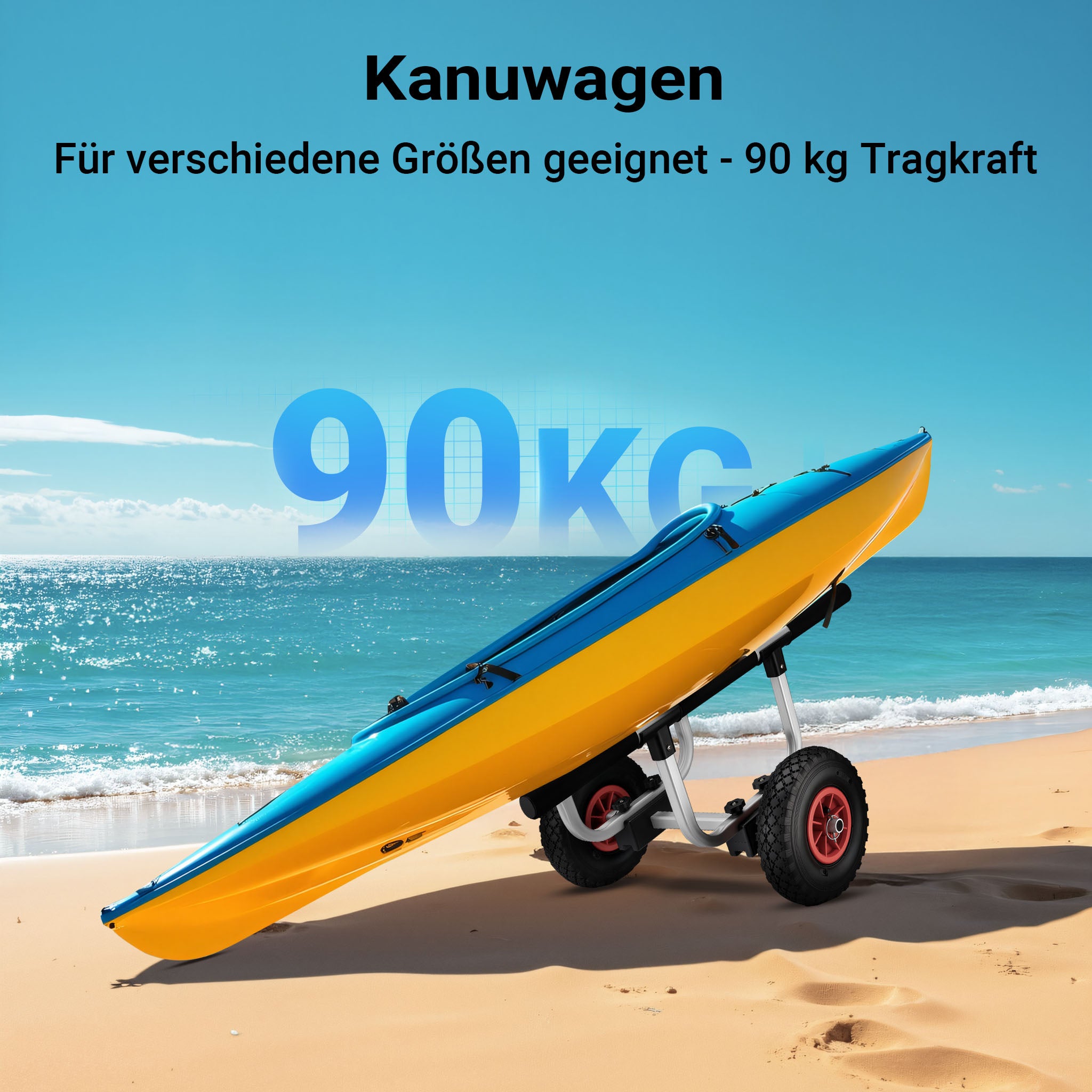 Carrello da trasporto per kayak In alluminio con pneumatici Ø 26 cm Larghezza regolabile Max 90 kg