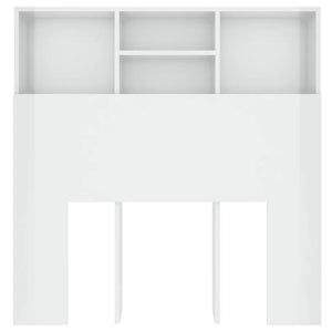 Testiera con Contenitore Bianco Lucido 100x19x103,5 cm 811850