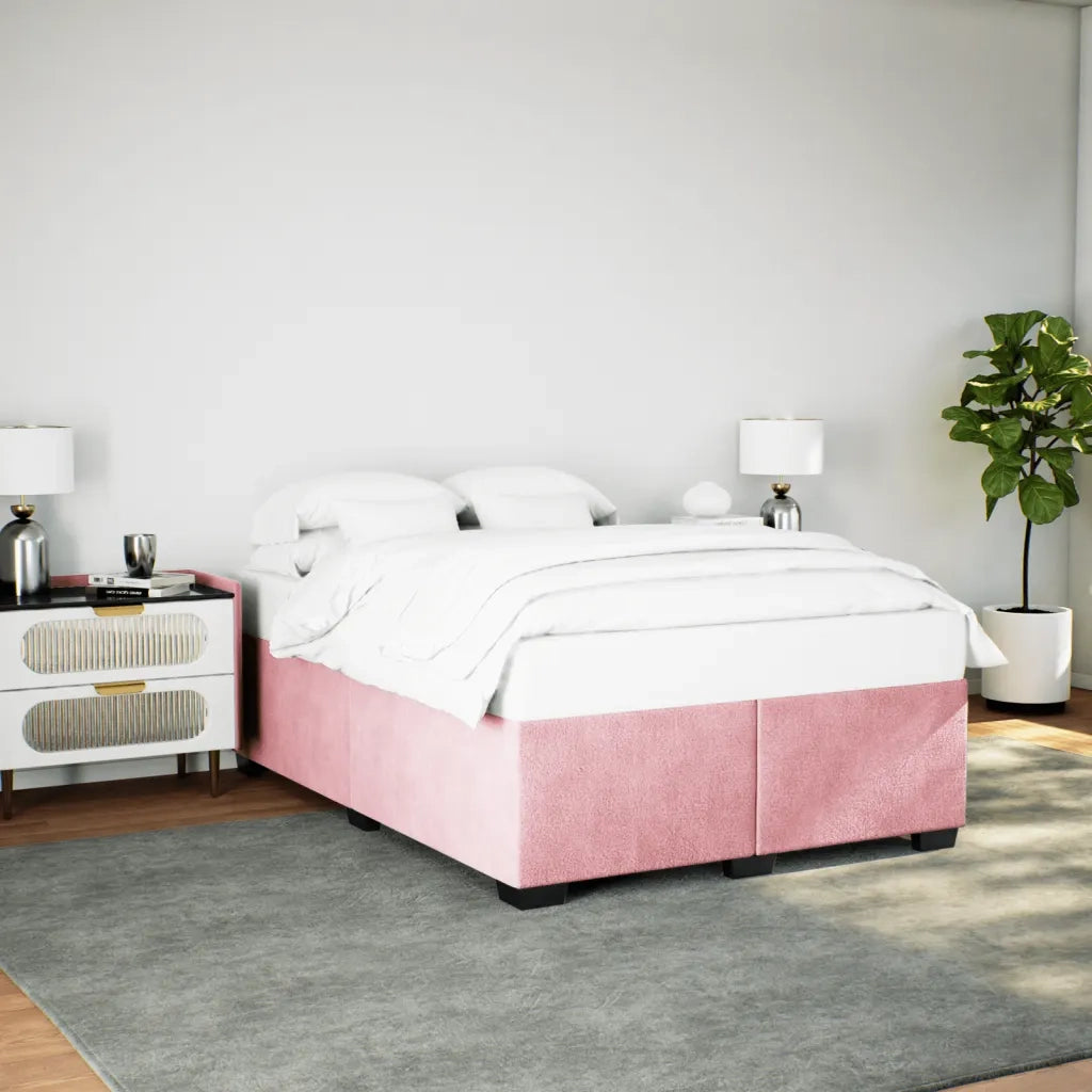 Giroletto-Struttura Letto Rosa 140x190 cm in Velluto 703664