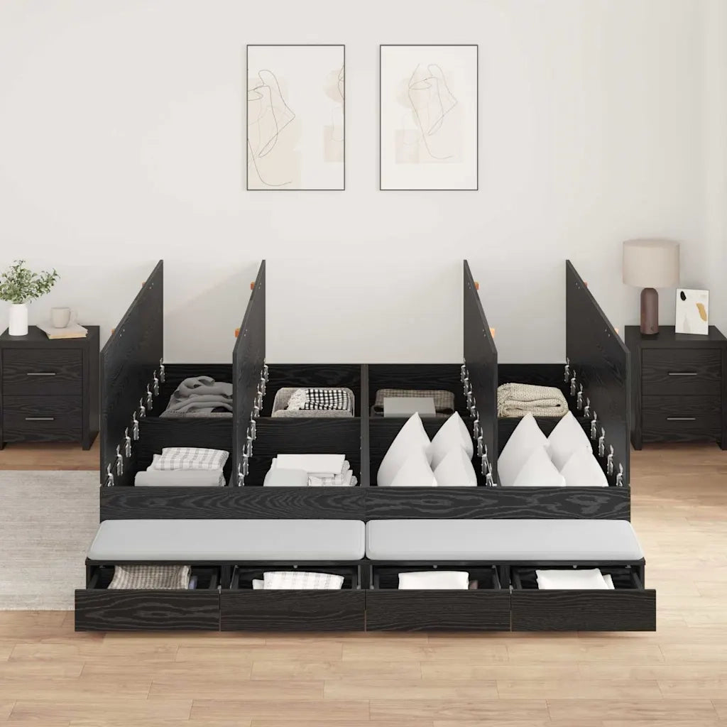 Struttura letto con contenitore con cassetto Rovere Nero 200 cm 3335622