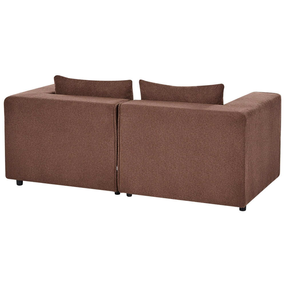 Divano modulare a 2 posti Divano componibile in bouclé marrone in due sezioni Stile moderno e minimalista