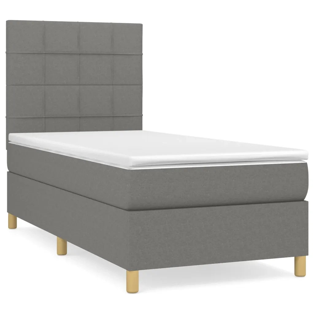 Giroletto a Molle con Materasso Grigio Scuro 90x200 cm Tessuto 3142306