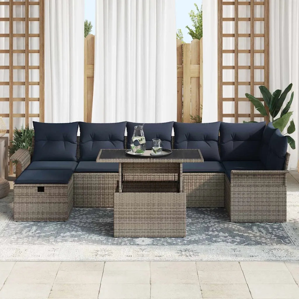 Set Divano da Giardino con cuscino 8 pcs Grigio Poly Rattan 3359692