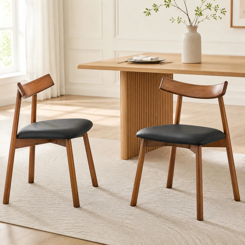Set di 2 sedie da pranzo con seduta imbottita e schienale ergonomico in legno nero