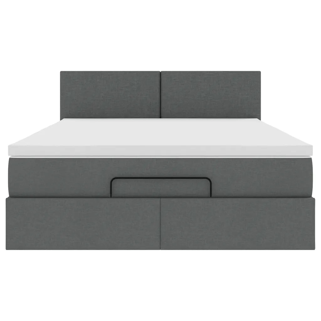 Pouf Letto con Materasso Grigio Scuro 140x190 cm in Tessuto