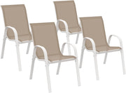 Set di 4 sedie impilabili da giardino LYMA in metallo e textilene in bianco e beige