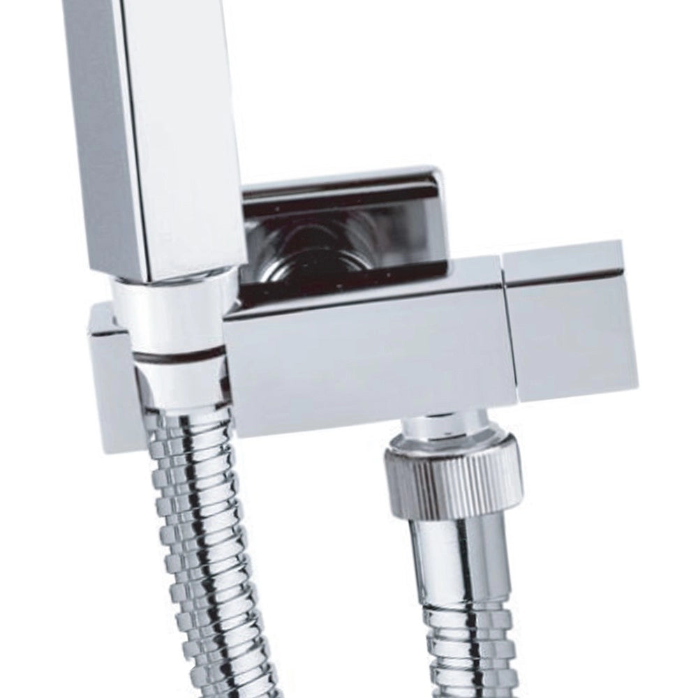 Set doccetta bidetcon doccetta a pulsante quadrata, flessibile, rubinetto ad angolo e supporto quadro