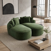 Divano modulare trasformabile in chenille 184x164x67 cm con chaise longue doppia; verde