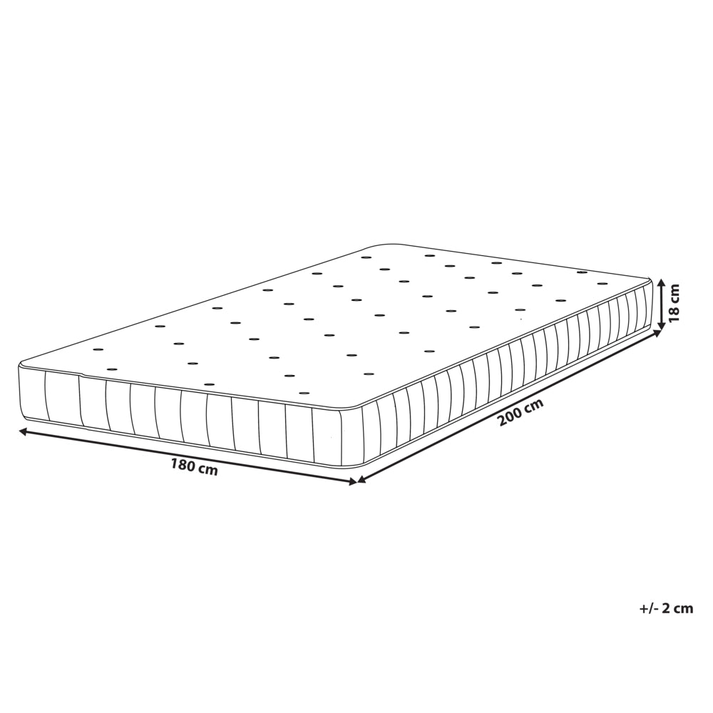 Materasso a 2 Lati Bilanciati double face Medio/Rigido in Tessuto Bianco 180 x 200 cm matrimoniale confortevole