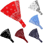 Bandana 6 pezzi - Foulard adattabile - Cintura elastica - Design Paisley - Dimensioni 26 x 23 cm - Colore: Nero/Rosso/Bianco/Azzurro - Cintura per capo