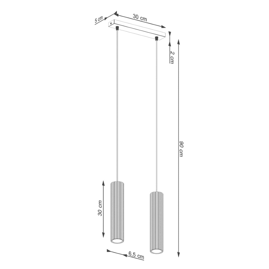 Lampada a sospensione GRAVIO barra verde oliva nera 2xGU10