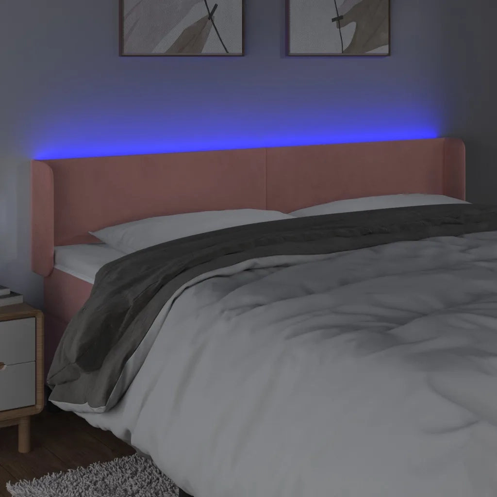 Testiera a LED Rosa 203x16x78/88 cm in Velluto 3123027