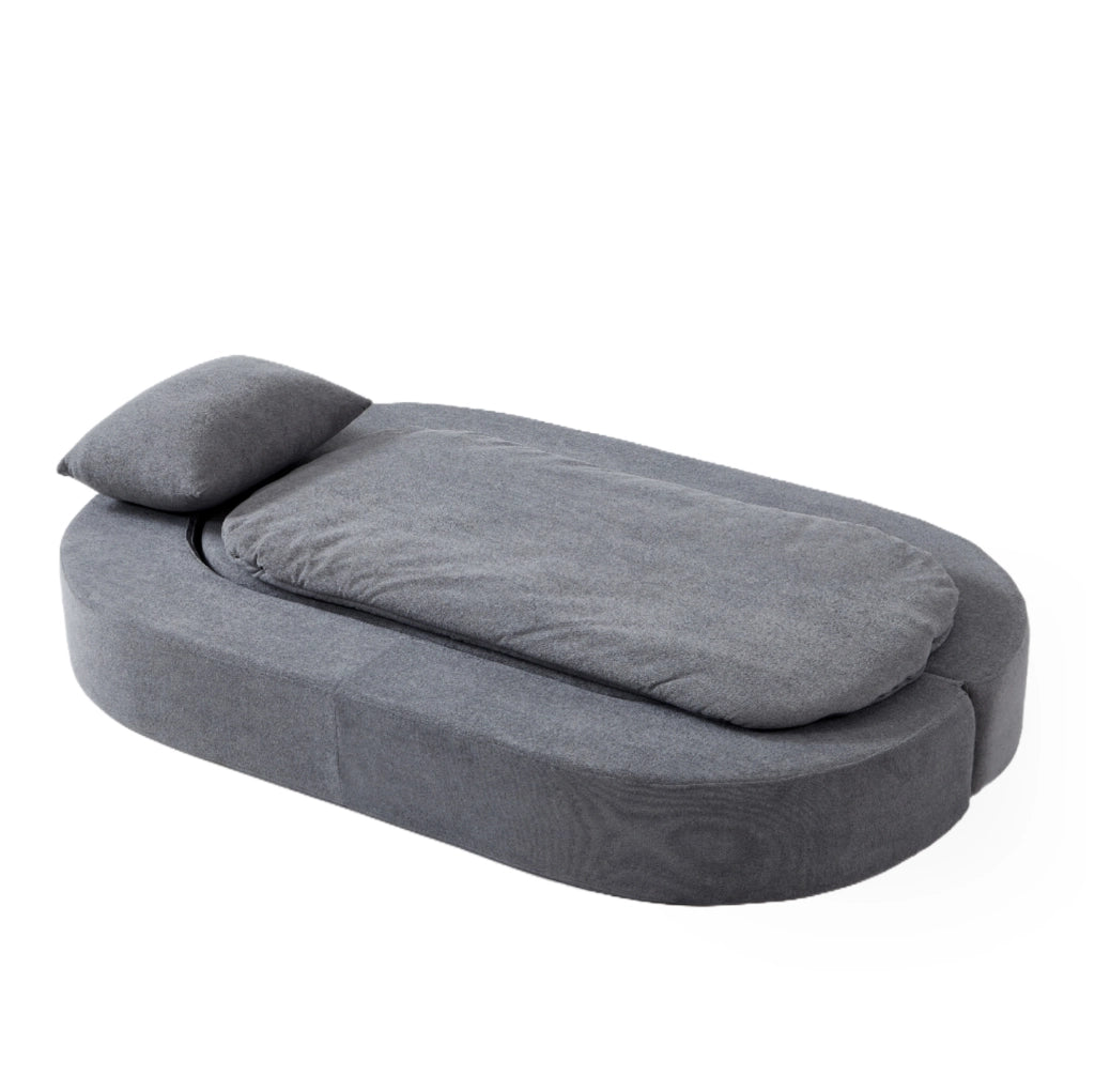 Divano letto pieghevole 3 in 1 in flanella grigio chiaro