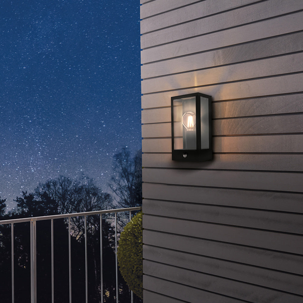 Applique Esterno Contemporanea Alamonte Acciaio Nero Vetro Bianco 1 Luce E27