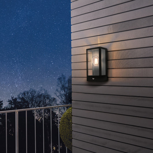 Applique Esterno Contemporanea Alamonte Acciaio Nero Vetro Bianco 1 Luce E27