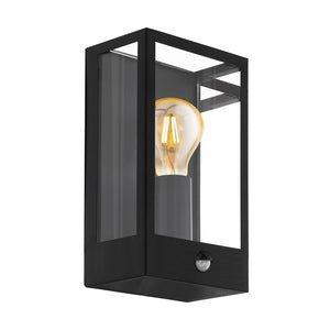 Applique Esterno Contemporanea Alamonte Acciaio Nero Vetro Bianco 1 Luce E27