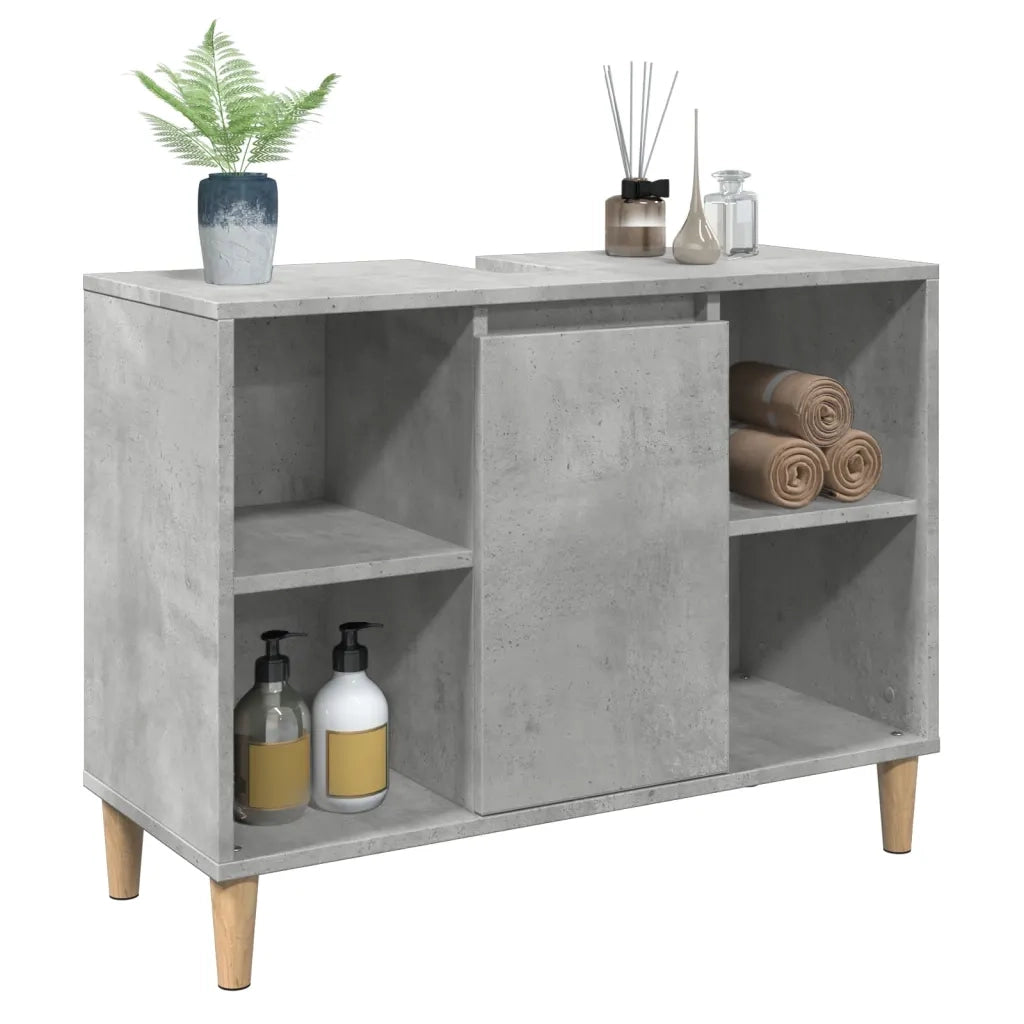 Armadietto da Bagno Grigio Cemento 80x33x60cm Legno Multistrato 857132