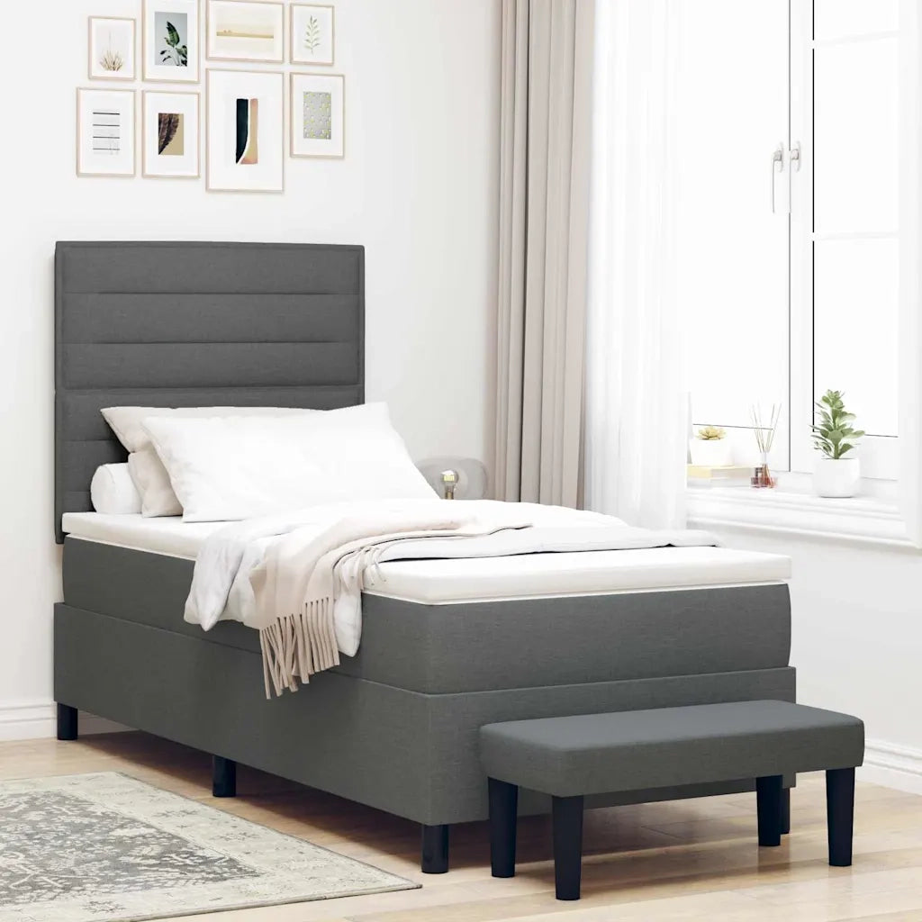 Letto a molle con testiera Grigio scuro 100 x 200 cm Tessuto 3343968