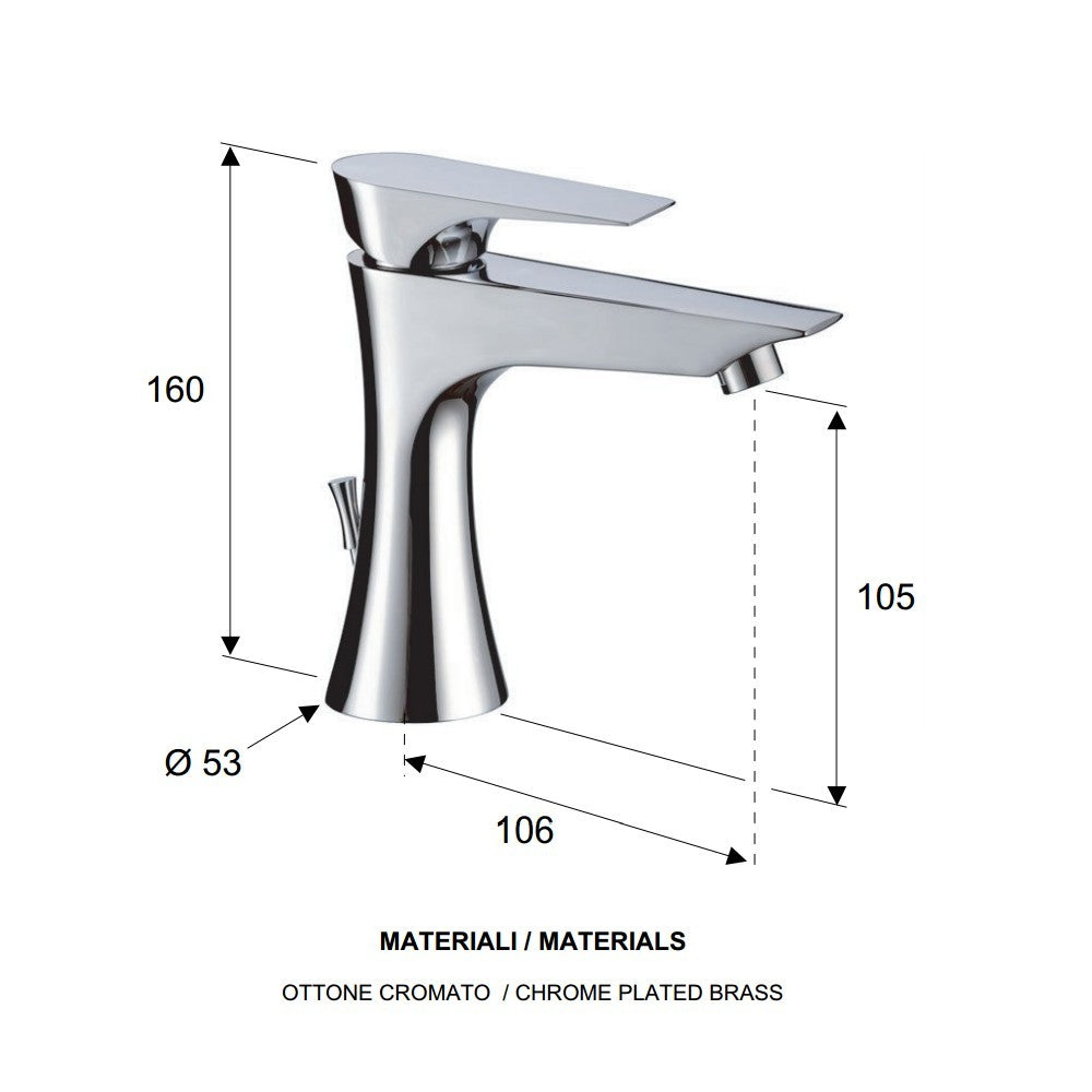Diva rubinetto miscelatore per lavabo design moderno minimal