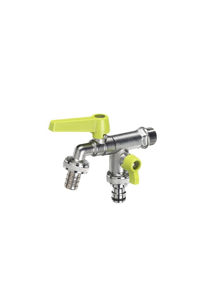 Rubinetto doppio con leve colorato in ottone Belfer diametro Ø27mm Colore: Verde Acido