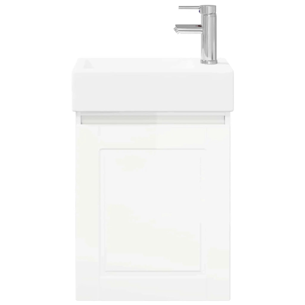 Mobile bagno con rubinetto Bianco Lucido 45,5 x 22,5 x 84 cm