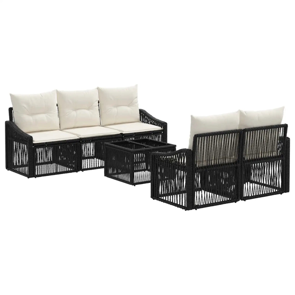 Set Divano da Giardino 6 pz Nero polyrattan 3435934