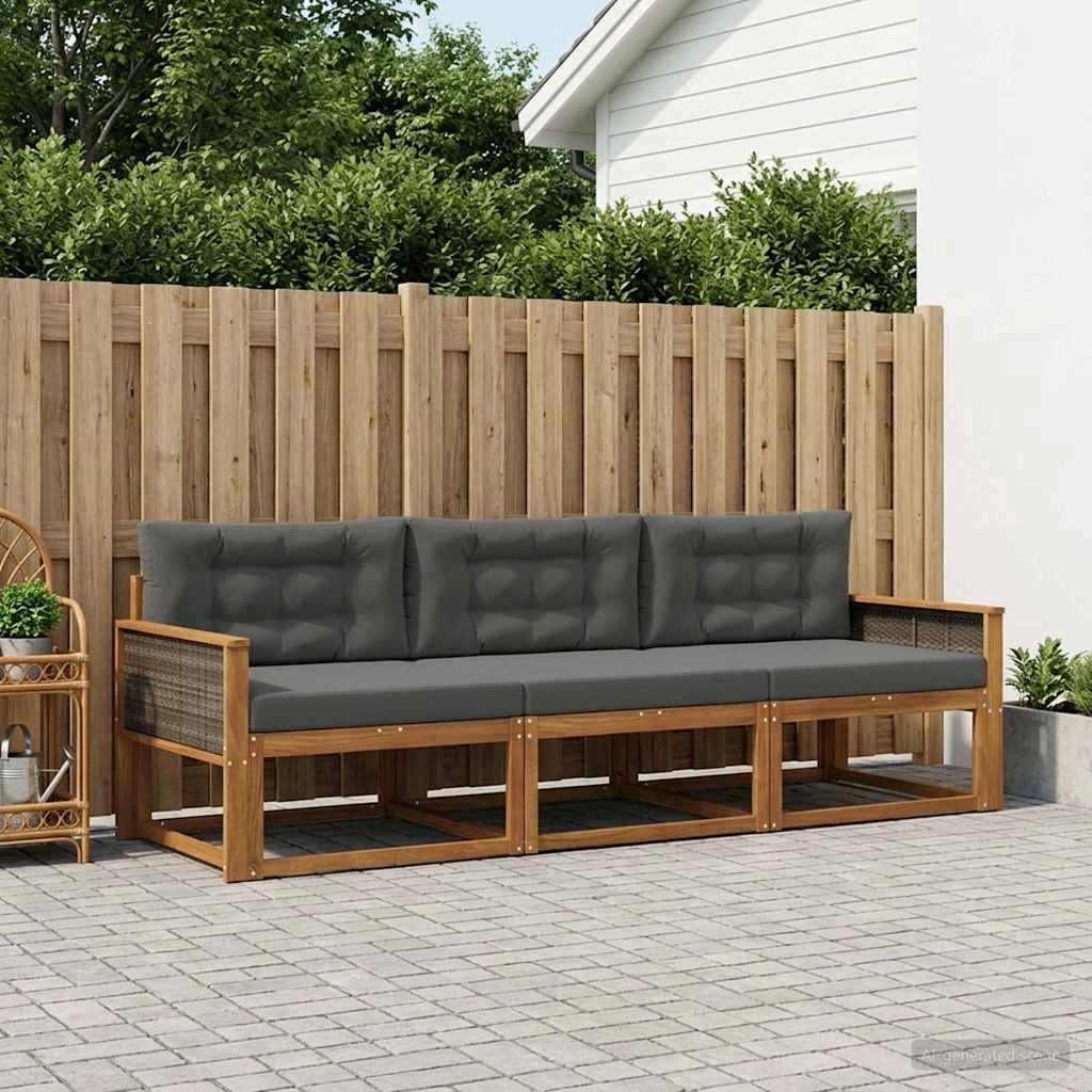 Set di divani da esterno 3 pz Naturale e Antracite 3382300