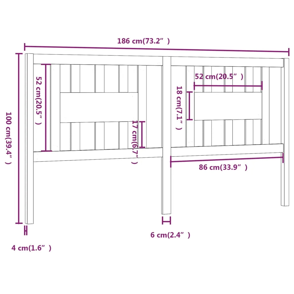 Testiera per Letto Miele 186x4x100 cm in Legno Massello di Pino