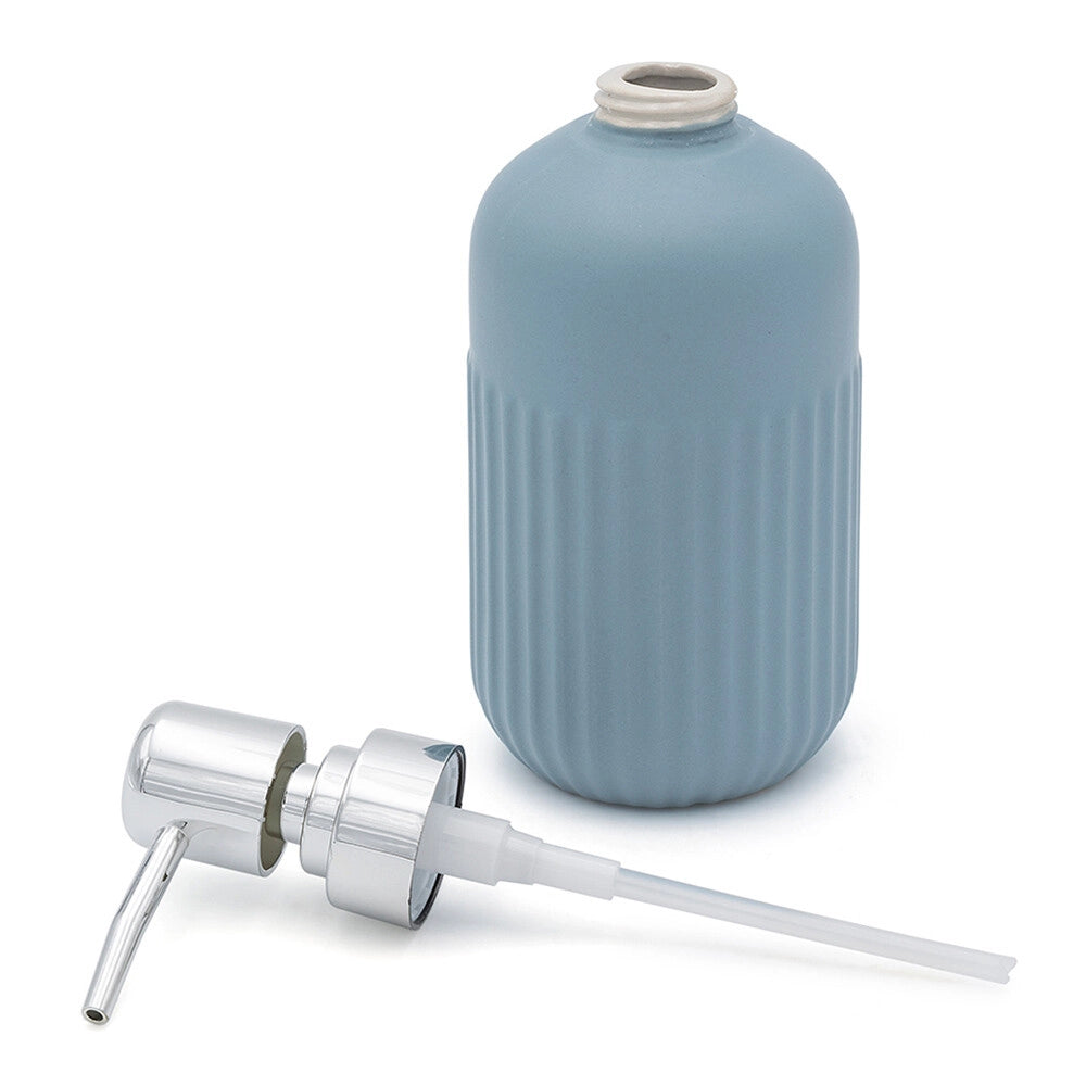 Set accessori bagno in ceramica turchese opaca con dispenser sapone e due portaspazzolini Cup