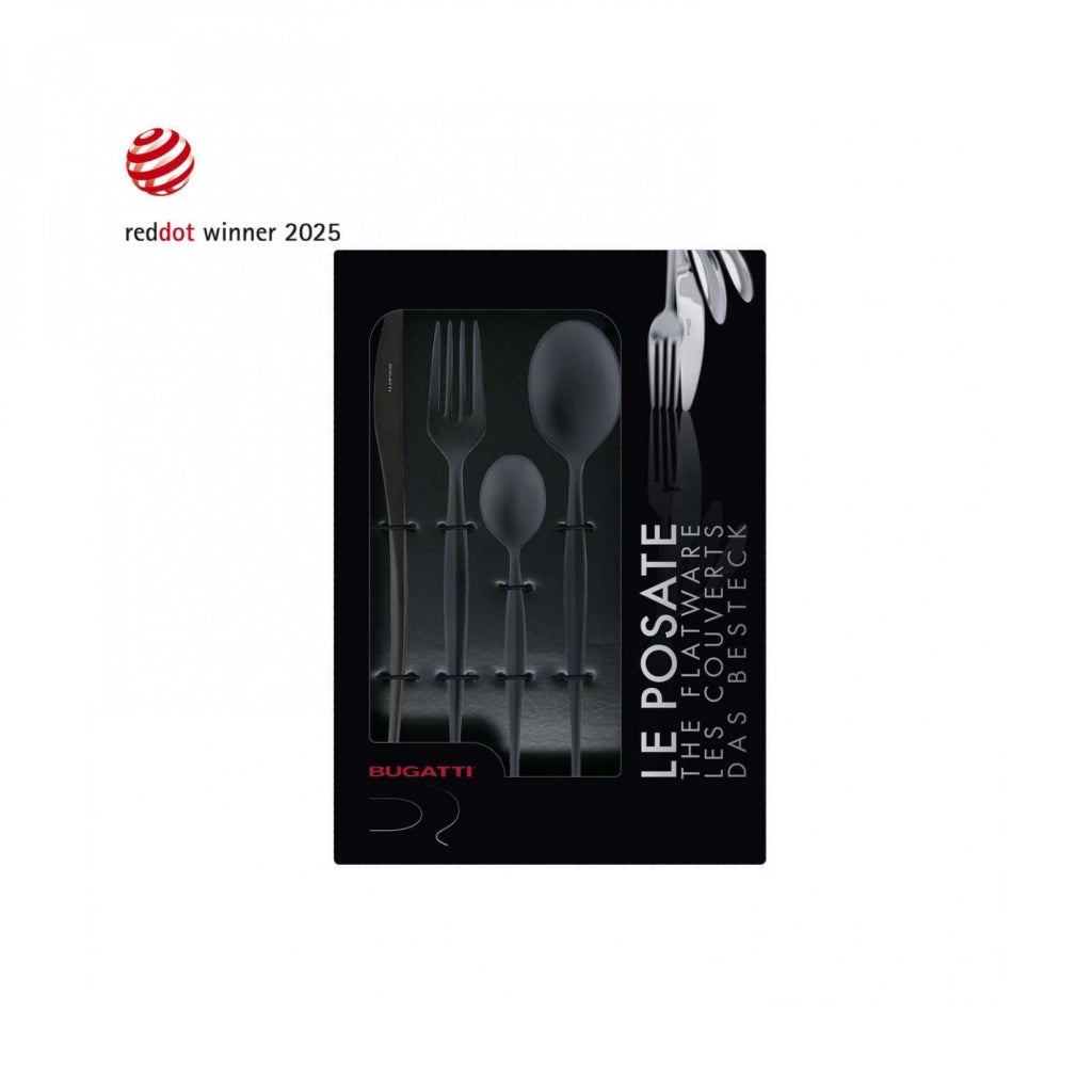 NATURA BLACK DIAMOND, Posate Set 24 Pz, Scatola Finestra, Casa Bugatti