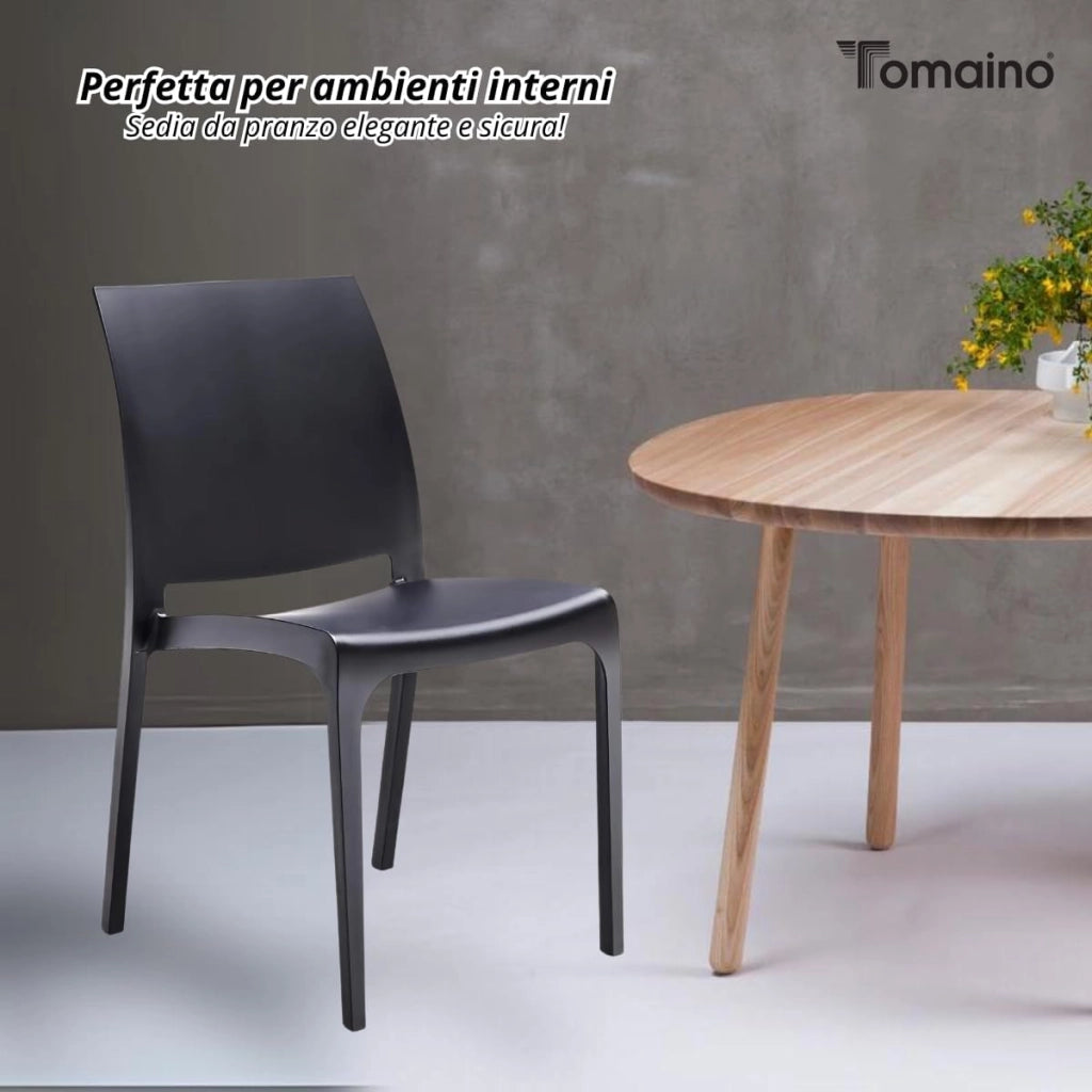 Sedie da Cucina in Plastica per uso Interno ed Esterno - Set di 6 Sedie Impilabili Volga bianco